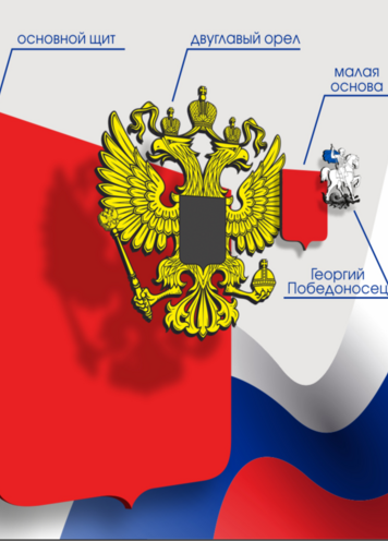 Герб РФ, основа оргстекло с УФ печатью (многослойный) (55 * 65см)